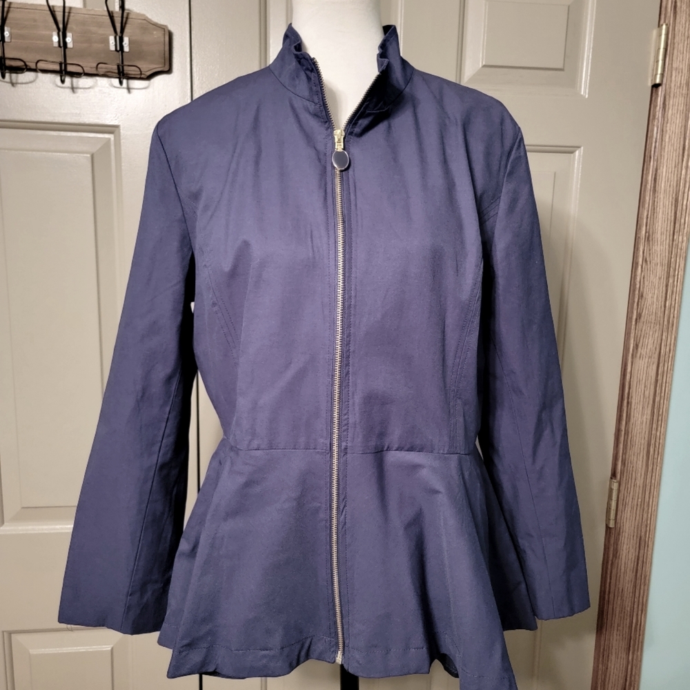 Iman Global Chic Platinum Collection ladies navy blue jacket.